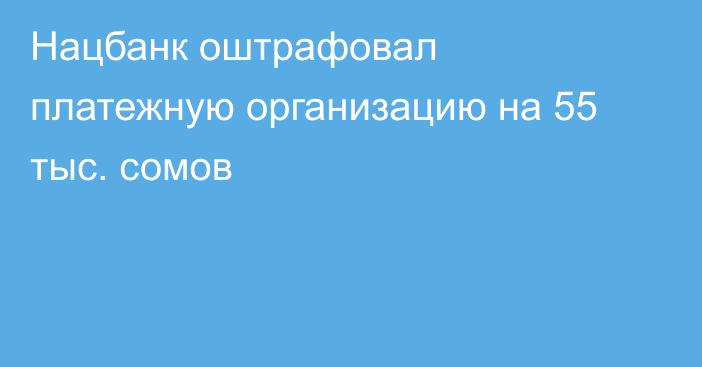 Нацбанк оштрафовал платежную организацию на 55 тыс. сомов
