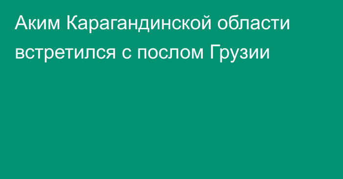Аким Карагандинской области встретился с послом Грузии