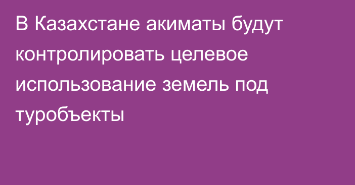 В Казахстане акиматы будут контролировать целевое использование земель под туробъекты