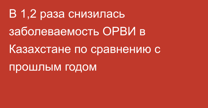 В 1,2 раза снизилась заболеваемость ОРВИ в Казахстане по сравнению с прошлым годом