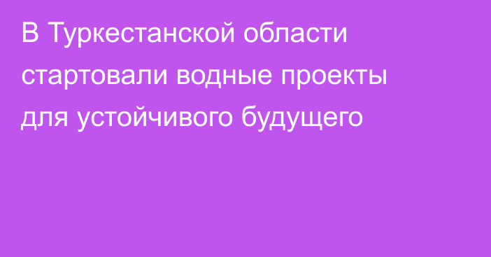 В Туркестанской области стартовали водные проекты для устойчивого будущего