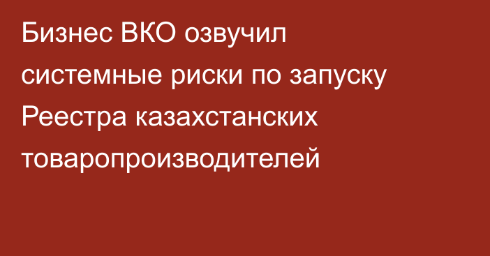 Бизнес ВКО озвучил системные риски по запуску Реестра казахстанских товаропроизводителей