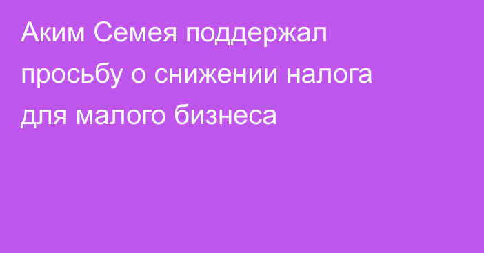 Аким Семея поддержал просьбу о снижении налога для малого бизнеса