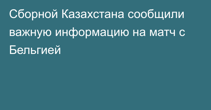 Сборной Казахстана сообщили важную информацию на матч с Бельгией