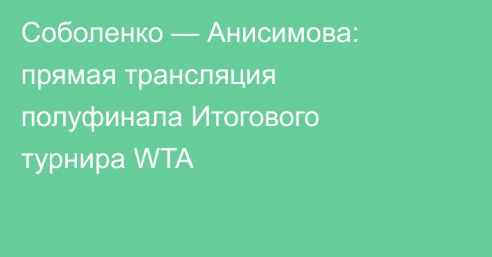 Соболенко — Анисимова: прямая трансляция полуфинала Итогового турнира WTA