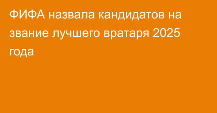 ФИФА назвала кандидатов на звание лучшего вратаря 2025 года