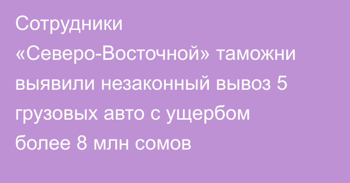 Сотрудники «Северо-Восточной» таможни выявили незаконный вывоз 5 грузовых авто с ущербом более 8 млн сомов