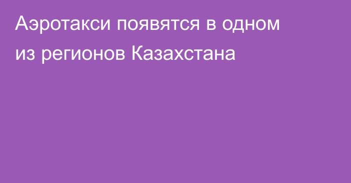 Аэротакси появятся в одном из регионов Казахстана