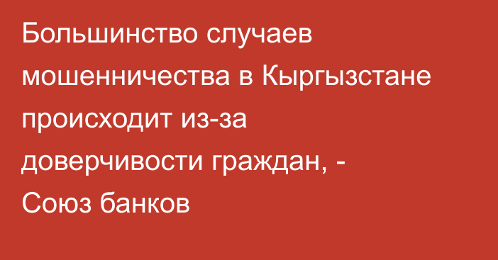 Большинство случаев мошенничества в Кыргызстане происходит из-за доверчивости граждан, - Союз банков