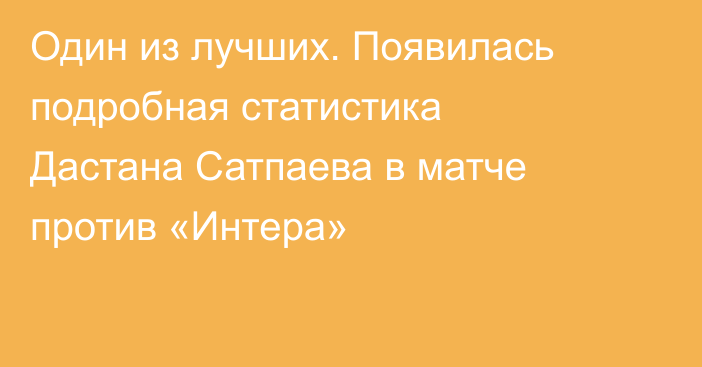 Один из лучших. Появилась подробная статистика Дастана Сатпаева в матче против «Интера»