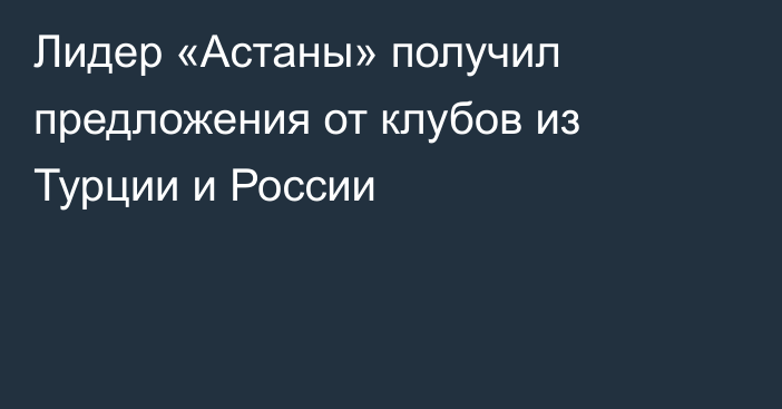 Лидер «Астаны» получил предложения от клубов из Турции и России