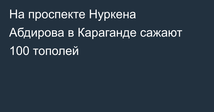 На проспекте Нуркена Абдирова в Караганде сажают 100 тополей