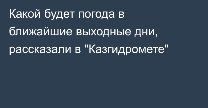 Какой будет погода в ближайшие выходные дни, рассказали в 