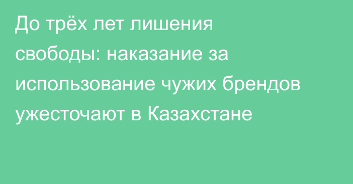 До трёх лет лишения свободы: наказание за использование чужих брендов ужесточают в Казахстане