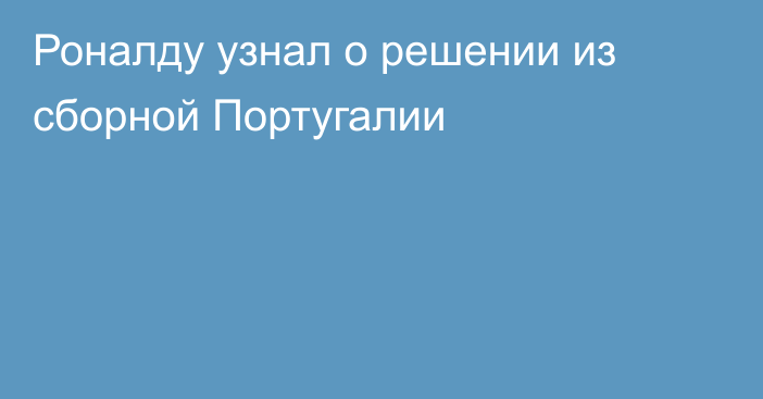 Роналду узнал о решении из сборной Португалии