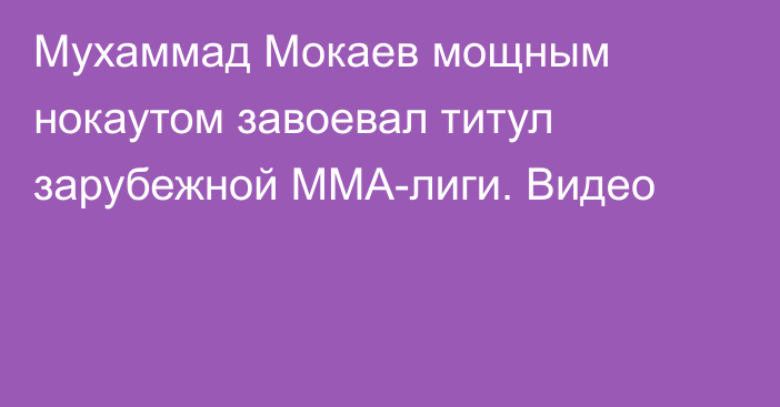 Мухаммад Мокаев мощным нокаутом завоевал титул зарубежной ММА-лиги. Видео