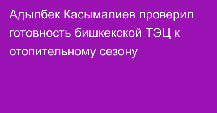 Адылбек Касымалиев проверил готовность бишкекской ТЭЦ к отопительному сезону
