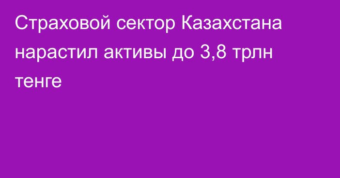 Страховой сектор Казахстана нарастил активы до 3,8 трлн тенге