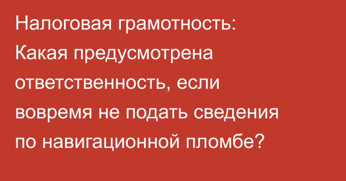 Налоговая грамотность: Какая предусмотрена ответственность, если вовремя не подать сведения по навигационной пломбе?