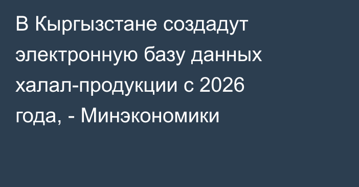 В Кыргызстане создадут электронную базу данных халал-продукции с 2026 года, - Минэкономики