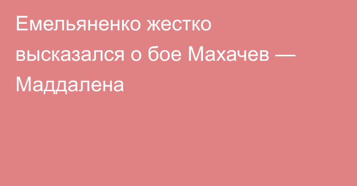 Емельяненко жестко высказался о бое Махачев — Маддалена