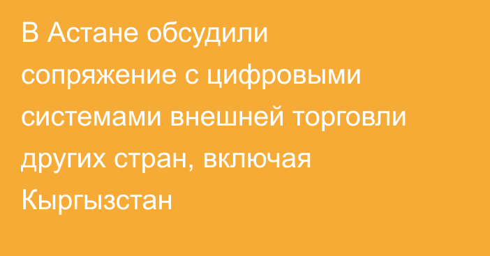 В Астане обсудили сопряжение с цифровыми системами внешней торговли других стран, включая Кыргызстан