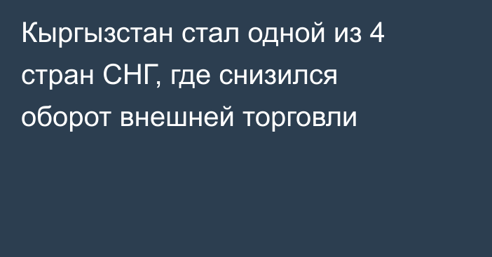 Кыргызстан стал одной из 4 стран СНГ, где снизился оборот внешней торговли