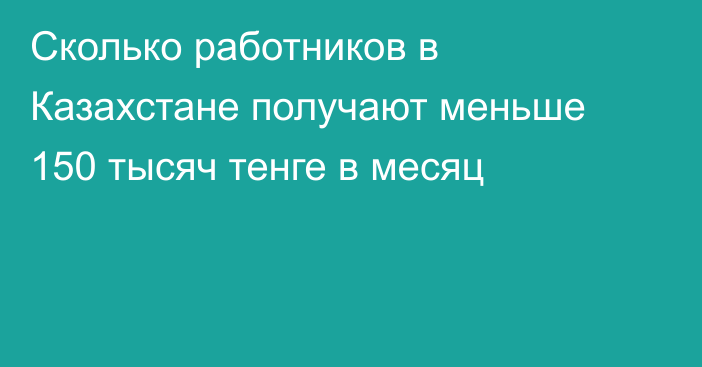 Сколько работников в Казахстане получают меньше 150 тысяч тенге в месяц
