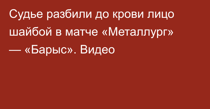 Судье разбили до крови лицо шайбой в матче «Металлург» — «Барыс». Видео