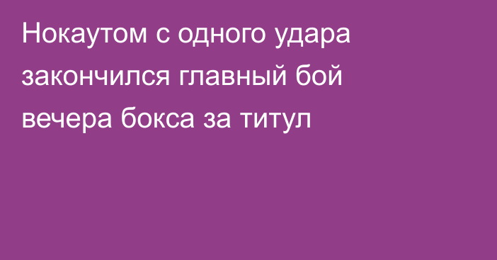 Нокаутом с одного удара закончился главный бой вечера бокса за титул