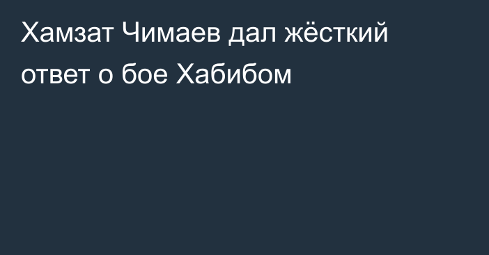 Хамзат Чимаев дал жёсткий ответ о бое Хабибом