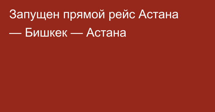 Запущен прямой рейс Астана — Бишкек — Астана