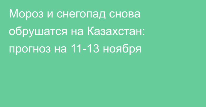 Мороз и снегопад снова обрушатся на Казахстан: прогноз на 11-13 ноября