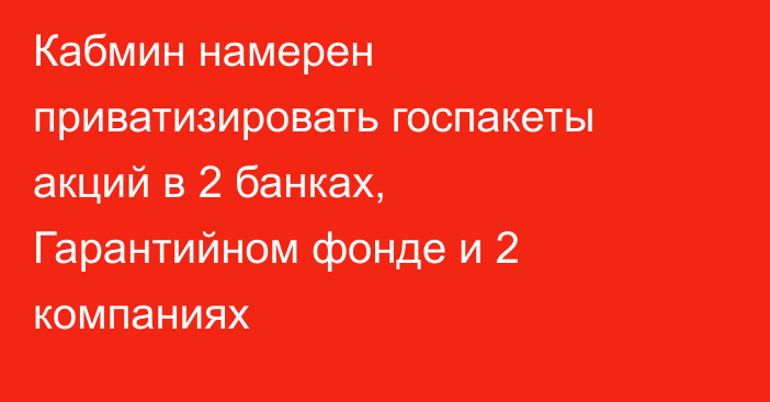 Кабмин намерен приватизировать госпакеты акций в 2 банках, Гарантийном фонде и 2 компаниях