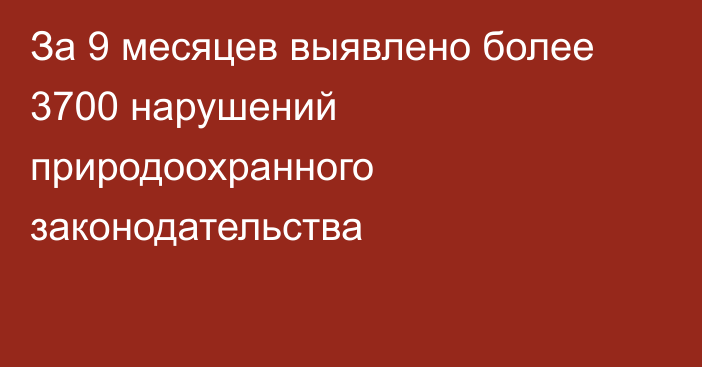 За 9 месяцев выявлено более 3700 нарушений природоохранного законодательства