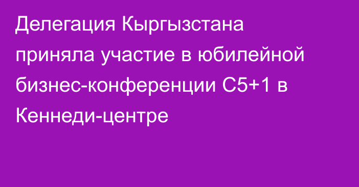 Делегация Кыргызстана приняла участие в юбилейной бизнес-конференции C5+1 в Кеннеди-центре