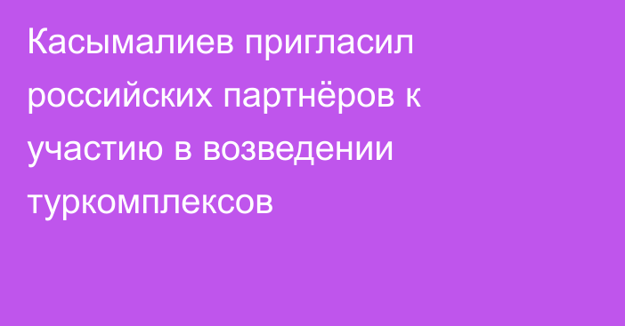 Касымалиев пригласил российских партнёров к участию в возведении туркомплексов