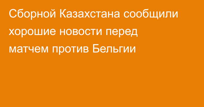Сборной Казахстана сообщили хорошие новости перед матчем против Бельгии