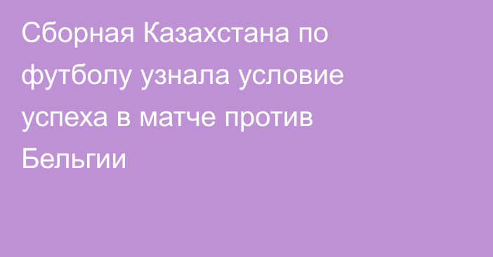 Сборная Казахстана по футболу узнала условие успеха в матче против Бельгии