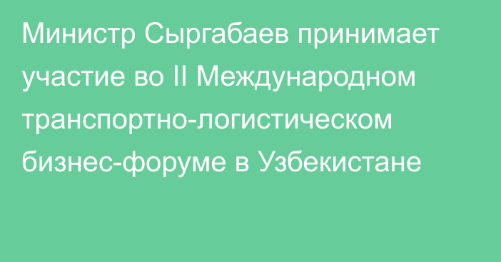 Министр Сыргабаев принимает участие во II Международном транспортно-логистическом бизнес-форуме в Узбекистане