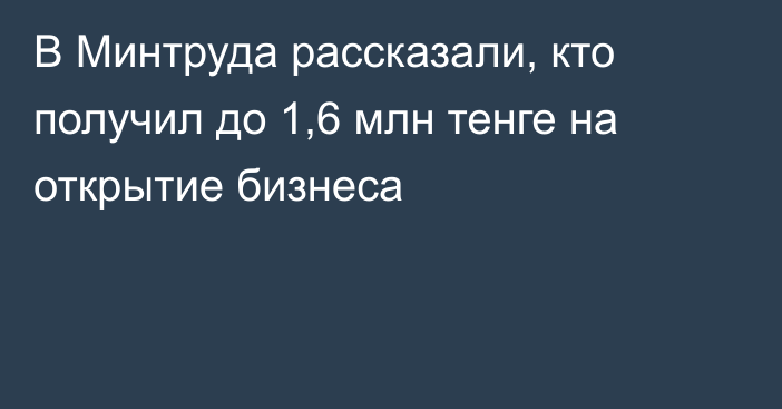 В Минтруда рассказали, кто получил до 1,6 млн тенге на открытие бизнеса