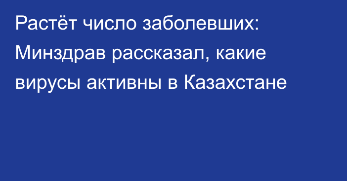 Растёт число заболевших: Минздрав рассказал, какие вирусы активны в Казахстане
