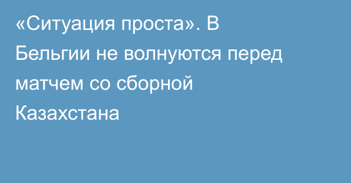 «Ситуация проста». В Бельгии не волнуются перед матчем со сборной Казахстана