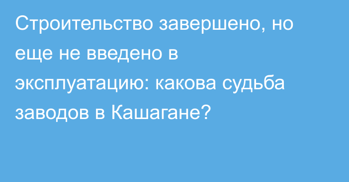 Строительство завершено, но еще не введено в эксплуатацию: какова судьба заводов в Кашагане?