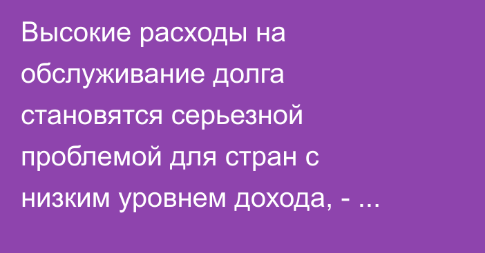 Высокие расходы на обслуживание долга становятся серьезной проблемой для стран с низким уровнем дохода, - МВФ
