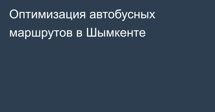  Оптимизация автобусных маршрутов в Шымкенте