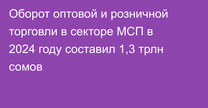 Оборот оптовой и розничной торговли в секторе МСП в 2024 году составил 1,3 трлн сомов
