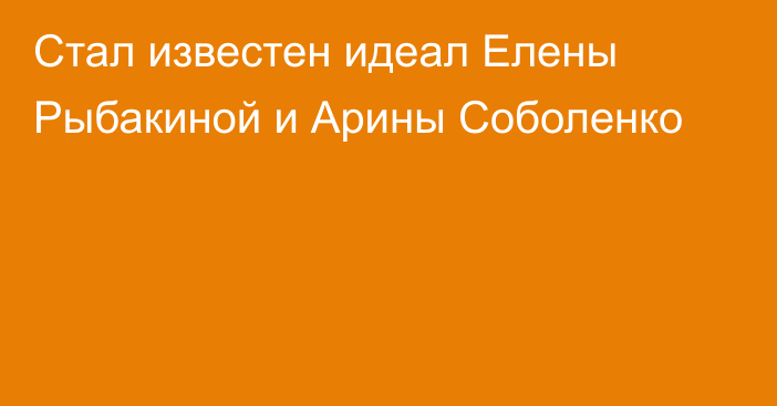 Стал известен идеал Елены Рыбакиной и Арины Соболенко
