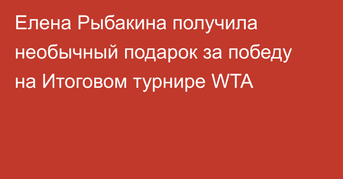 Елена Рыбакина получила необычный подарок за победу на Итоговом турнире WTA