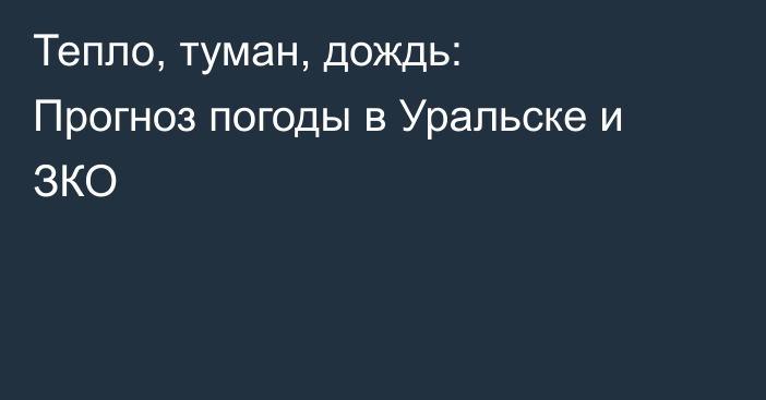 Тепло, туман, дождь: Прогноз погоды в Уральске и ЗКО